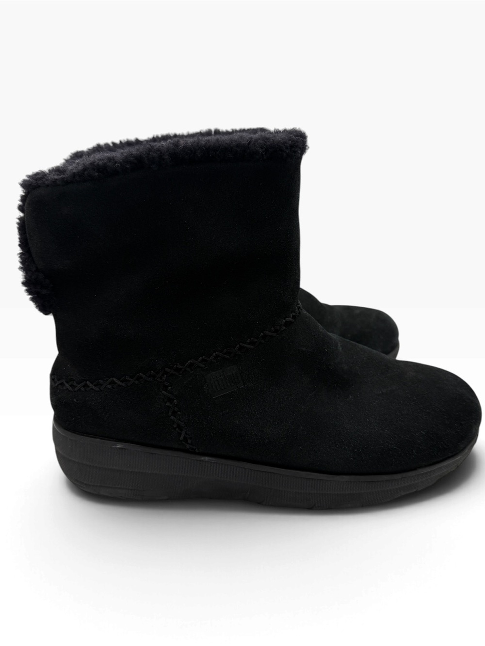 Fitflop Black Suede Faux-Fur Ankle Boots